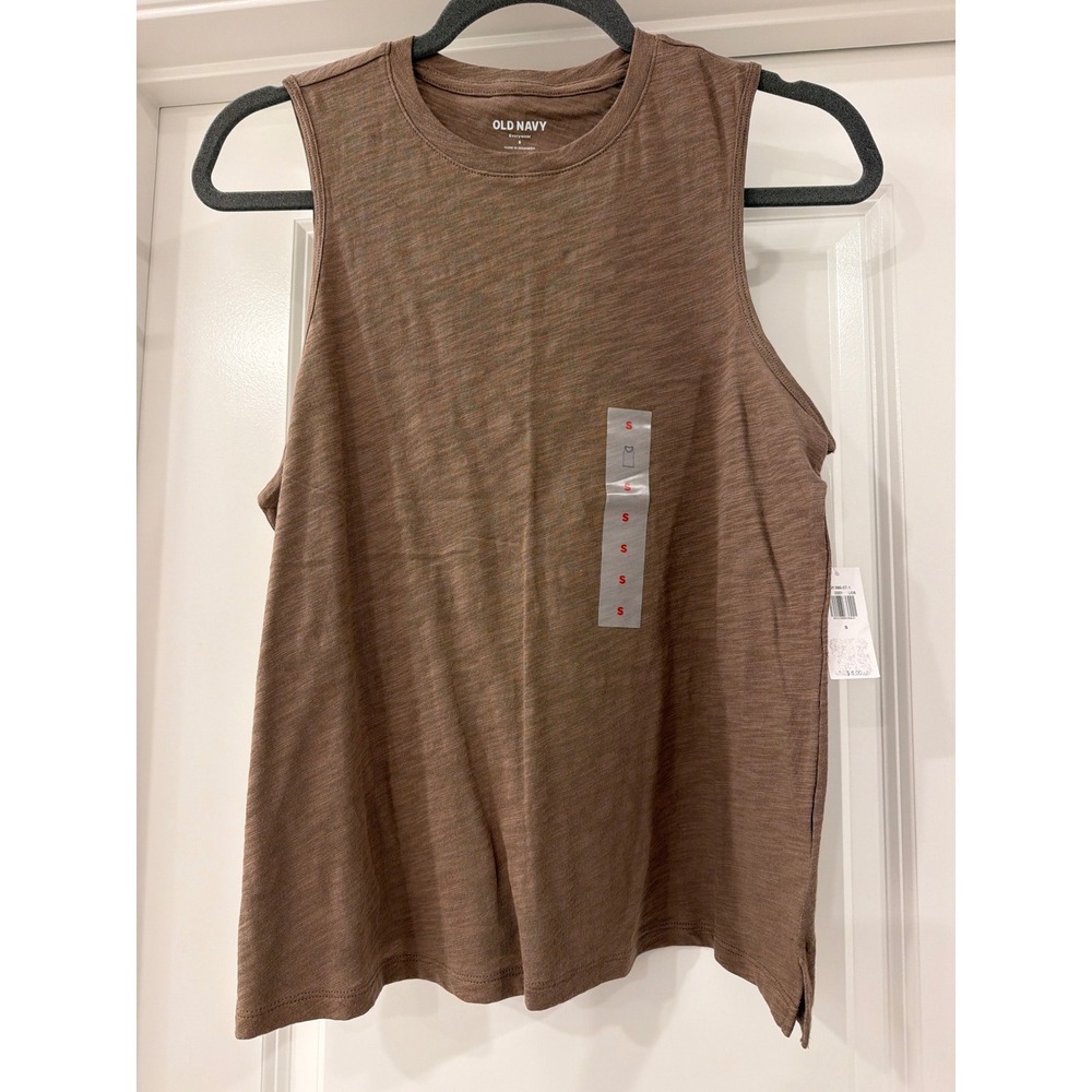 Old Navy Everywear Muscle Tank Top Womens Small Brown Cotton Sleeveless Slub